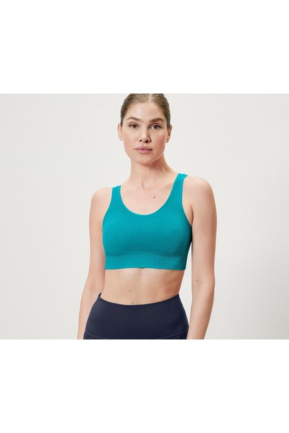 Women's Sports Bustier, Seamless, Turquoise