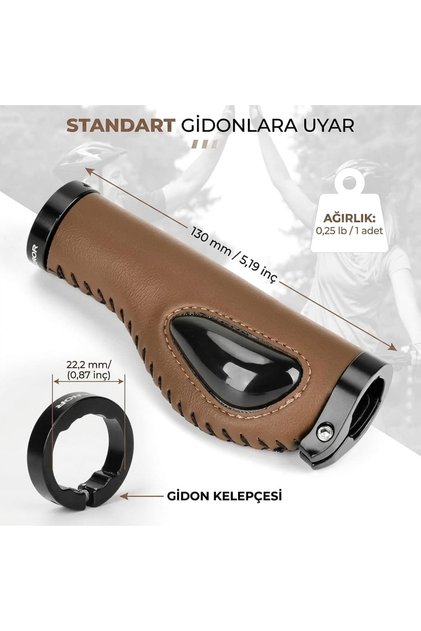 Ergonomik Deri Bisiklet Gidon Kolu – El Yorgunluğunu Azaltan Yumuşak Silikon Destekli, Kaymaz ve Şık Tasarım