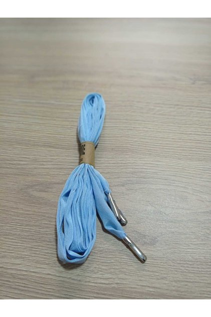 Bsg Design |   Baby Blue Plain Satin Fabric Shoelaces - 90 cm Handmade with Metal Tips