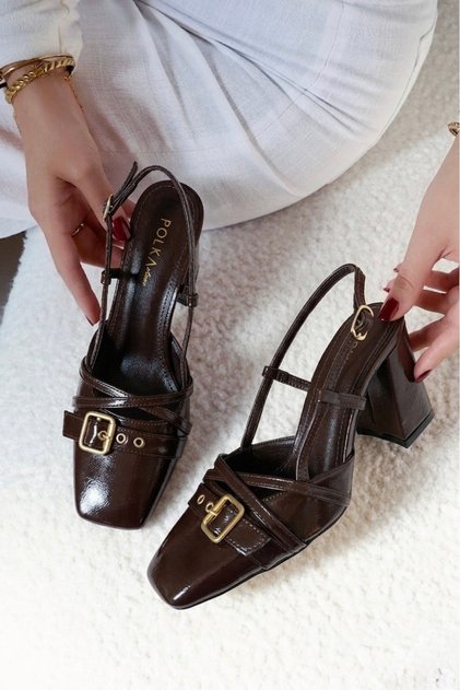 Higher Heel Toe Buckle Open Back Cross Strap High Thick Block Heeled Women's Shoes