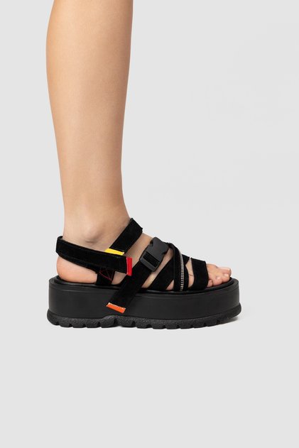 Sandale - Splash - Negru Velur - Marimea 35