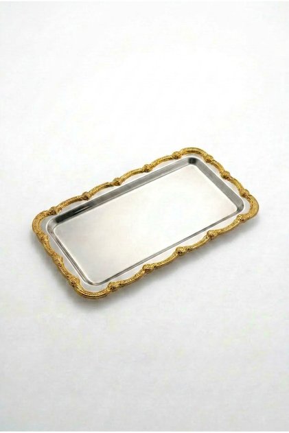 Rumlov Silver Single Stainless Steel Gold Frame Coffee Presentation Tray Baton