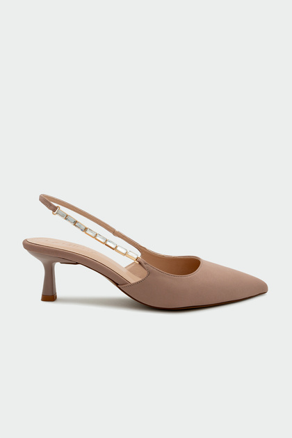 Women's Mink Heeled Shoes with Skull Stone Accessories