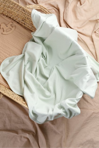 Double-Sided Interlock Blanket 100% Cotton Oeko-Tex Certified 100 X 85 cm (Mint)
