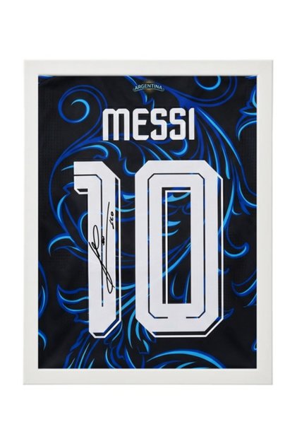 Lionel Messi Argentina Jersey #10 World Cup 2026 with Printed Autograph Framed Poster 30x40cm , Soccer Memorabilia Gift for Football Fans