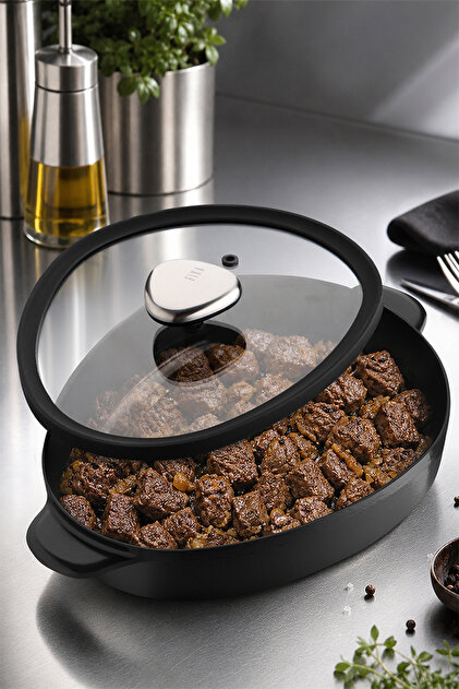 Fika Apex Ceramic Coated Induction Shallow Pot 26 cm - Black