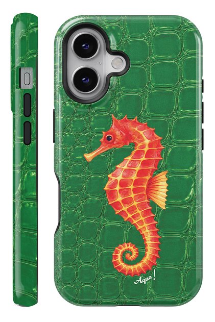 iPhone 17 Aqua Seahorse Green Double Layer Essential Tough Phone Case