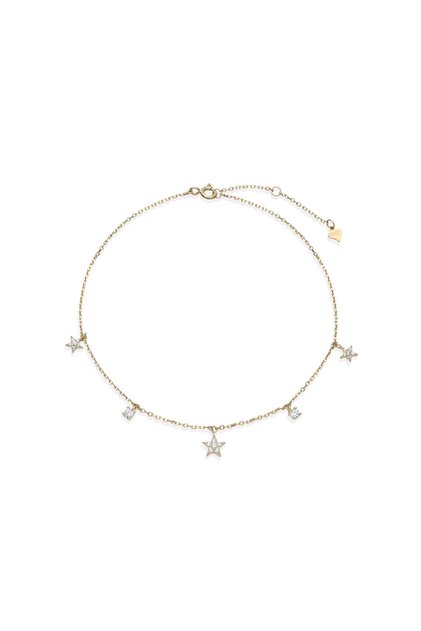 Brățară pentru picior Argint Floating Stars Argint placat cu aur galben / Zircon