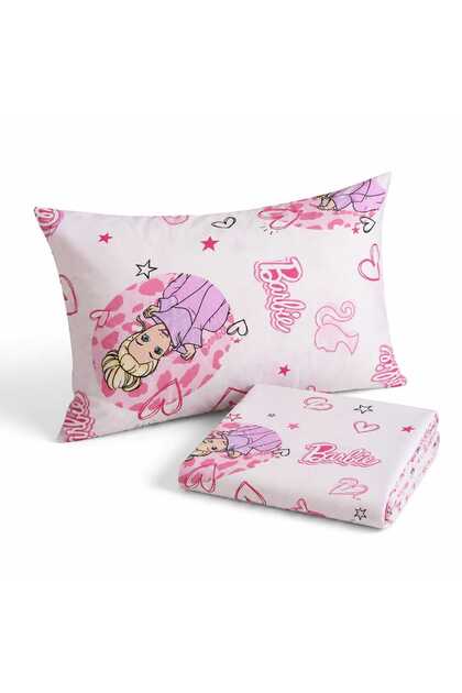 Barbie Tek Kişilik Düz Çarşaf+Yastık Kılıfı