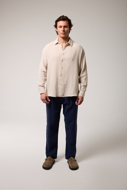 Elastic Waist Muslin Trousers