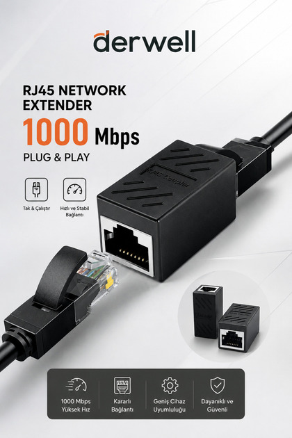 RJ45 Dişi Dişi Ara Bağlantı Aparatı 1000 Mbps Gigabit Ethernet Kablo Uzatma Konnektörü Cat5 Cat6 Cat7 Cat8 Uyumlu Ağ Çoklayıcı Ethernet Birleştirici Adaptör Jak Çoğaltıcı Dönüştürücü