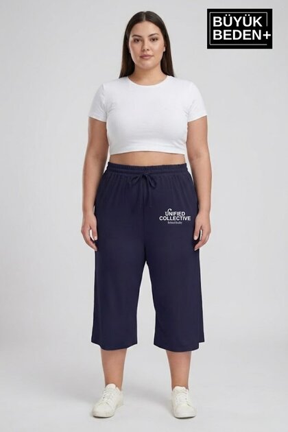 Women's Plus Size Unified Collective Printed Elastic Waist Wide Leg Capri Shorts 3Xl-6Xl Spr26Bsrk591-10