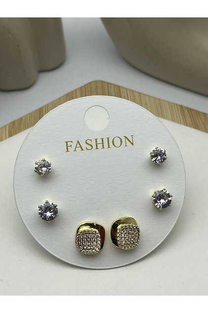 26vipkp83 -gold luxury steel earring set