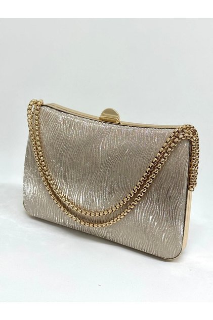 Women's Wavy Gold Evening Dress Clutch Chain Strap Hand and Shoulder Wedding Engagement Evening Bag