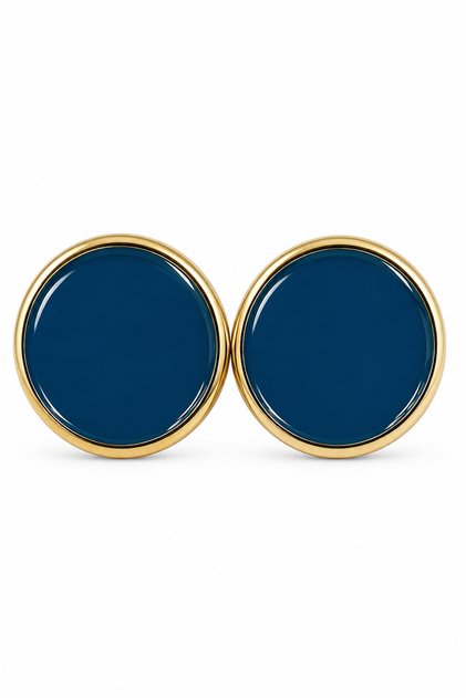 Summer Luxury Women's Navy Blue Enameled Round Steel Earrings