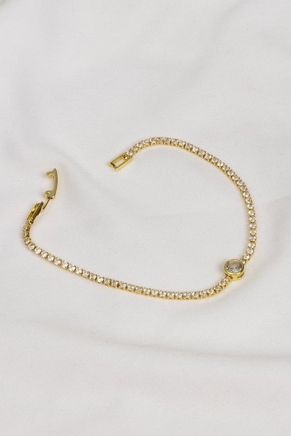 Single Stone Gold Color Large Stone Waterway Bracelet
