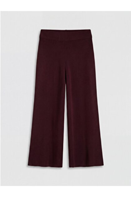 New Season Burgundy Women's Knitwear Trousers with Elastic Waist