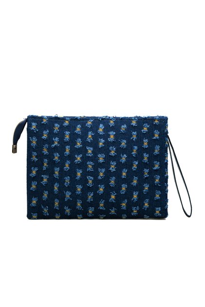 Zyn11 Yellow Women's Denim Tassel Detailed Portfolio Clutch Bag Hand and Wrist Bag