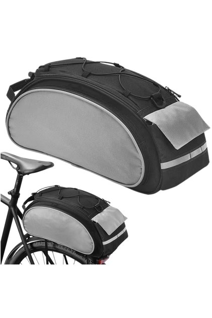 Sac De Bicicleta, Gearox, 40x21x16 Cm, Material Nylon, Elemente Reflectorizante Pentru Vizibilitate Crescuta, Montare Stabila Cu Arici, Spatiu Suplimentar Pentru Sticla Sau Bidon, Gri