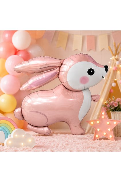 Pink Retro Rabbit Foil Balloon 60X59 cm Birthday Baby Shower Party Ornament Decoration
