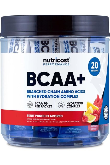 BCAA+ Hydration Fruit Punch Flavor (20 Stickpacks) - Branched Chain Amino Acids with Hydration Complex - Gluten-Free, Non-GMO