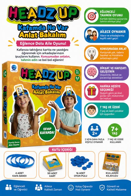 Headz Up Kafamda Ne Var Anlat Bakalım Aile Oyunu | 2+ Kişi | 7 Yaş ve Üzeri