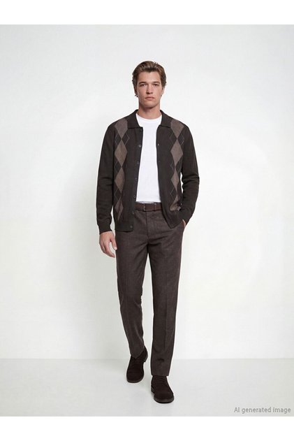 Southblue brown slim fit men's trousers