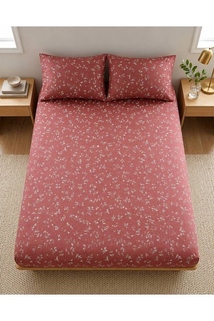Lavinya Cotton Double Floral Patterned 30 Cm. Corner Deep Elasticized Sheet Set