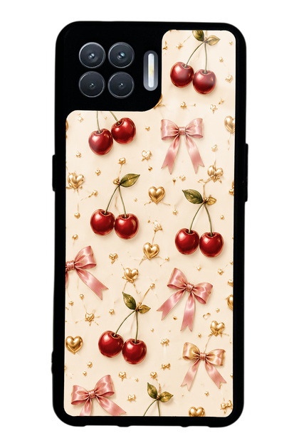 Oppo Reno 4 Lite Cherry Ribbon Luxury Design Glossy Phone Case