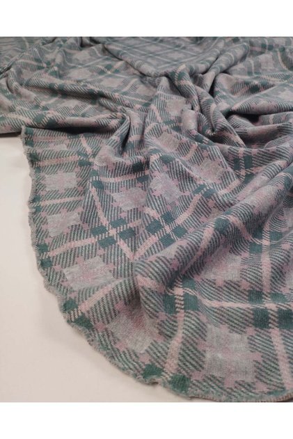 Gray Pink Dark Green Jacquard Interlock Fabric Soft and Stretchy Cardigan & Sweater Fabric Width: 140cm