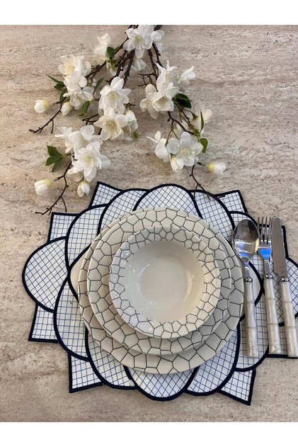 Rose Embroidered American Service Set of 6 Supla