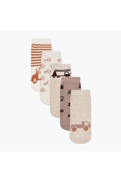 Boys' Socks with Vehicle Print - Set of 5