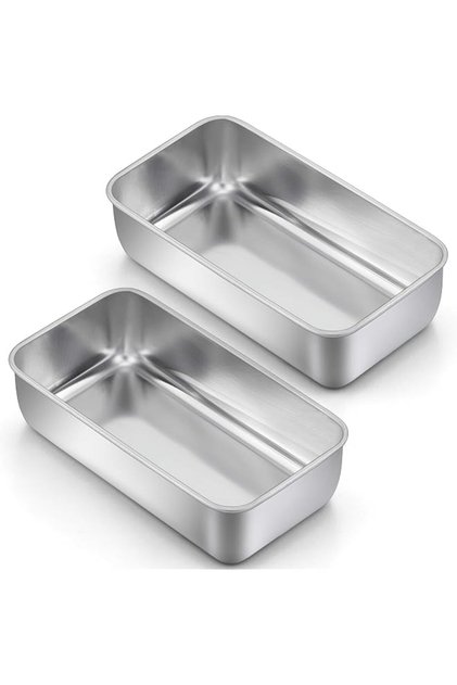 2 Pack Stainless Steel Bread Loaf Pans for Baking, 7.8x4.1 Inch Nonstick Loaf Tin for Homemade Banana Bread,