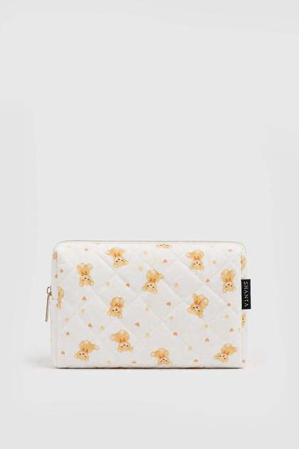 Yellow Teddy Bear D34 Zippered Cosmetic Organizer Women's Travel Type Makeup Bag