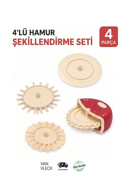 4'lü Hamur Şekillendirme Seti – Kurabiye, Mantı, Poğaça ve Hamur Kesme Şekil Verme Aparatı
