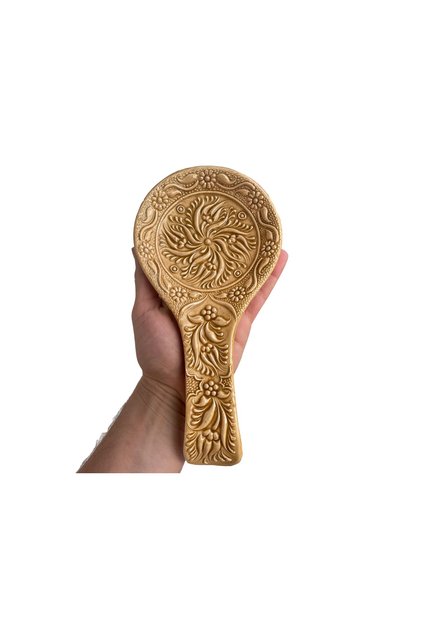 El Yapımı Seramik Bakır Sarı Kaşıklık Lale Desenli Kepçelik Spatulalık Dekoratif Mutfak Tezgahüstü Kaşık Altlığı, Mutfak Hediyesi