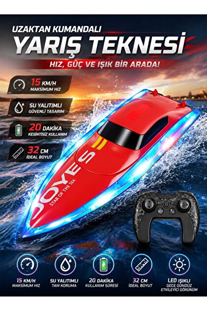 Aksoy Toys Uzaktan Kumandalı 15 Km/Hız Yapan Yarış Teknesi Led