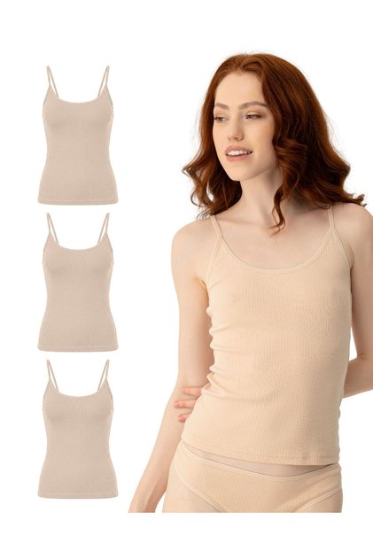 Women's Organic Cotton 3-Piece Ribbed Strap Tank Top