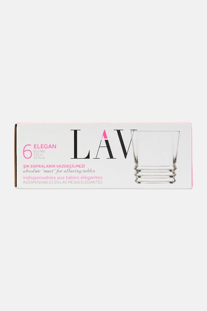 6 Pieces Elegant Glass 315ml, Transparent