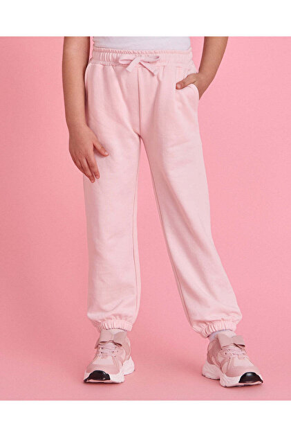 Girls Pink Basic Terry Track Pants