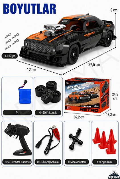 Apexma Oyuncak 2.4GHz Uzaktan Kumandalı 50 Km Hız Yapabilen 4x4
