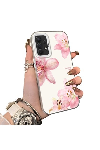 Samsung Galaxy A32 Compatible Silicone Edge Hard Back Case Couple Phone Case with Floral Pattern