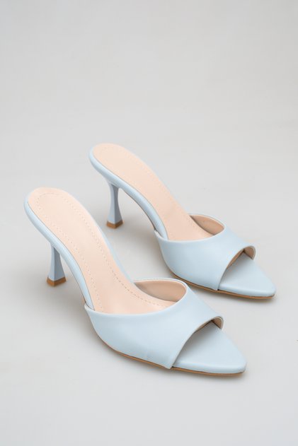 Blue Women's Pointed Toe High Heeled Stylish Slippers Jesica