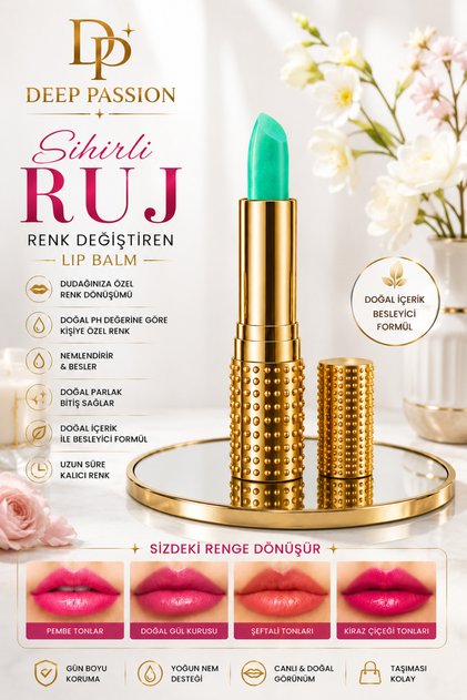 Sihirli Ruj Renk Değiştiren 24 Saat Kalıcı Ruj