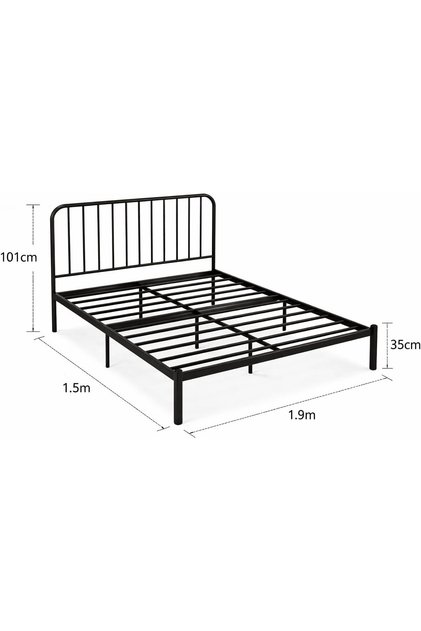 Iron Platform Bed, Sturdy Platform Bed Frame with Heavy Duty Metal Platform, Iron-Art Headboard/Footboard/Under Bed Storage/No Box Spring Needed, Black - 1.5x1.9m