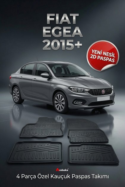 Fiat Egea 2015+ 4 Parça YENİ NESİL 2D Kauçuk Paspas Takımı - Özel Kesim Tam Uyumlu
