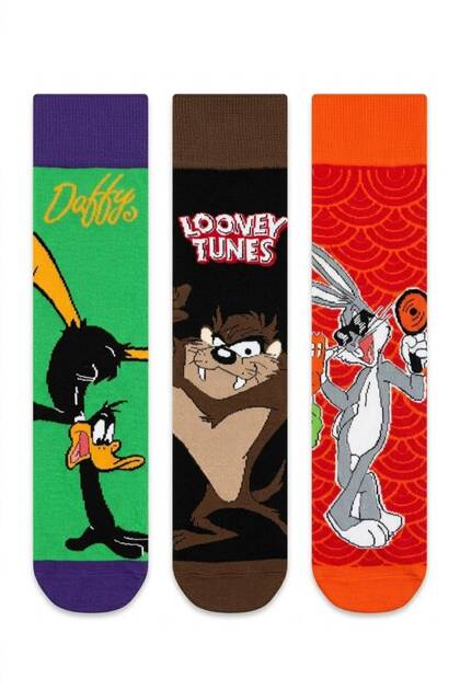 Licensed Bugs Bunny Tazmania Daffy Duck Men's Socks 3-Pack Adult Cotton Socks Daily Socks Gift Socks Lt21523