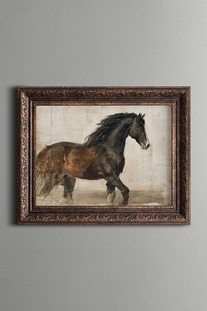 Noble Horse Figure - Vintage Patterned Painting - Thick Model