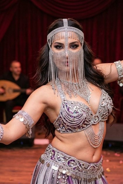Zarif Dansöz Yüz Maske Işıltılı Gece Aksesuarı-Kostüm Tamamlayıcı