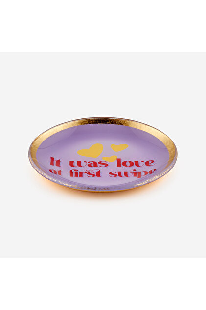Mor Cam Love Swipe Dekoratif Tabak 10X0,8X10 Cm